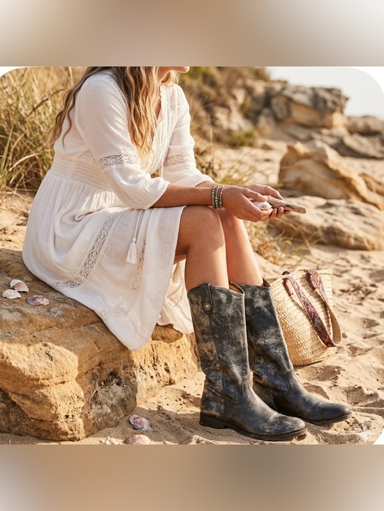 Frye Shoes - Frye Black and Gray glazed distressed crackle boots Melisa Festival Boho
